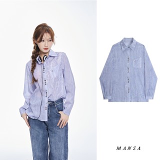 MANSA thin oversized shirt เสื้อ เสื้อโอเวอร์ไซส์ผู้หญิง เสื้อเชิ้ตเเขนยาว