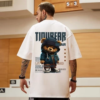 【ไซซ์ M-8xl】เสื้อยืดแขนสั้น ผ้าฝ้าย พิมพ์ลายหมี ขนาดใหญ่ สไตล์อเมริกันวินเทจ สําหรับผู้ชาย