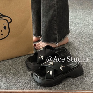 Ace Studio รองเท้าผู้หญิง รองเท้าแตะลิ่ม ผญ แฟชัน รองเท้าหัวโต23050913 สไตล์เกาหลี fashion ทันสมัย Chic B26G0BT 37Z230910