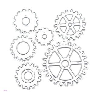 Aoto แผ่นแม่แบบโลหะ ลายเกียร์ Steampunk สําหรับตกแต่งสมุดภาพ การ์ดเชิญวันหยุด DIY