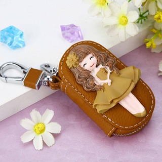 Korean Creative Upscale Cowhide Cartoon Car Key Case Female Cute Leather Keychain Ladies Key Bag Waist Hanging vayQ