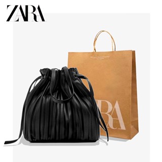 Zara กระเป๋าสะพายไหล่ กระเป๋าถือ ทรงบักเก็ต ขนาดเล็ก แฟชั่นเรียบง่าย สําหรับสตรี