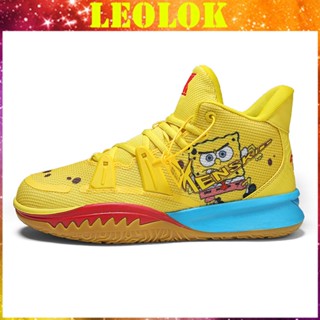 พร้อมส่ง รองเท้าผ้าใบ รองเท้าบาสเก็ตบอล พิมพ์ลาย Spongebob Squarepants Kyrie Irving สําหรับผู้ชาย