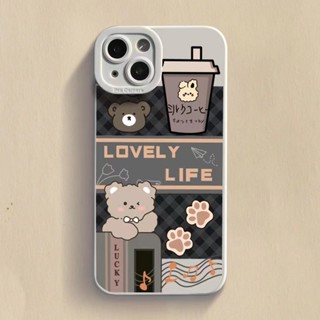 เคสโทรศัพท์มือถือ ลายการ์ตูนหมีชานม สําหรับ iphone 11 12 13 14 pro max 7 8 plus X XR