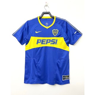 เสื้อกีฬาแขนสั้น ลายทีมชาติฟุตบอล Boca Home Retro 2003 04 แห้งเร็ว ไซซ์ S-XXL AAA สําหรับผู้ชาย