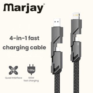 Marjay 4 in 1 สายชาร์จ USB Type C เป็น USB C L 100W ความเร็วสูง สําหรับโทรศัพท์มือถือ PD