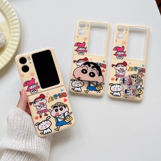 เคสโทรศัพท์มือถือแบบนิ่ม กันกระแทก ลายการ์ตูนชินจัง พร้อมจี้ห้อย สําหรับ Oppo Find N2 Flip 5G