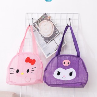 กระเป๋าเครื่องสําอาง ทรงโท้ท ขนาดใหญ่ จุของได้เยอะ แบบพกพา ลาย Sanrio My Melody Hello Kitty Kuromi เหมาะกับการพกพาเดินทาง เข้าฟิตเนส ว่ายน้ํา เล่นกีฬา สําหรับผู้หญิง