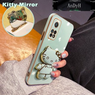 Andyh เคสโทรศัพท์มือถือ แบบกระจก พับได้ ลายการ์ตูน Hello Kitty สําหรับ Xiaomi MI 10T Pro Redmi K30s