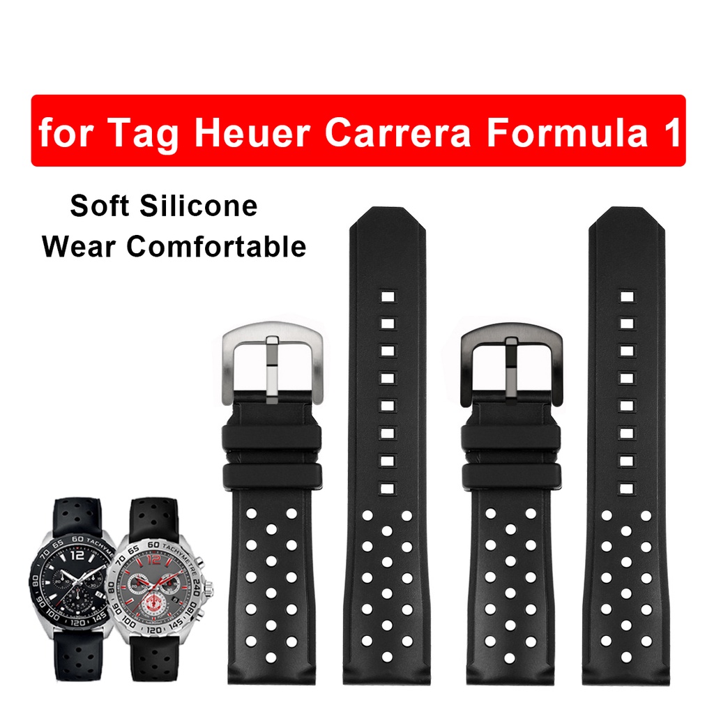 สายนาฬิกาข้อมือ ยางซิลิโคนนิ่ม กันน้ํา 22 มม. สําหรับ Tag Heuer Carrera Formula 1