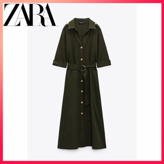 ZARA new womens clothing with belt blended midi dress