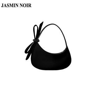 Jasmin NOIR กระเป๋าถือ กระเป๋าสะพายไหล่ สะพายข้าง หนัง PU ขนาดเล็ก ประดับโบว์ เรียบง่าย สําหรับสตรี