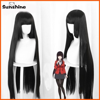 Kakegurui Yumeko Jabami วิกผมสังเคราะห์ ทนความร้อน สีดํา สําหรับคอสเพลย์