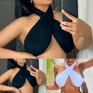 【HODRD】Top Crop Fashion Halter Polyester Vest Women Accessories Backless Bandage【Fashion】