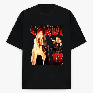 เสื้อยืด พิมพ์ลายกราฟฟิค Cardi B สไตล์ฮิปฮอป 90s แฟชั่นสตรีท เรโทร