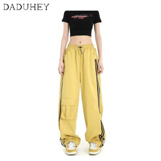 DaDuHey🎈 Womens 2023 New American Style Sweet Cool High Waist Straight Cargo Pants Design Slimming Casual Pants