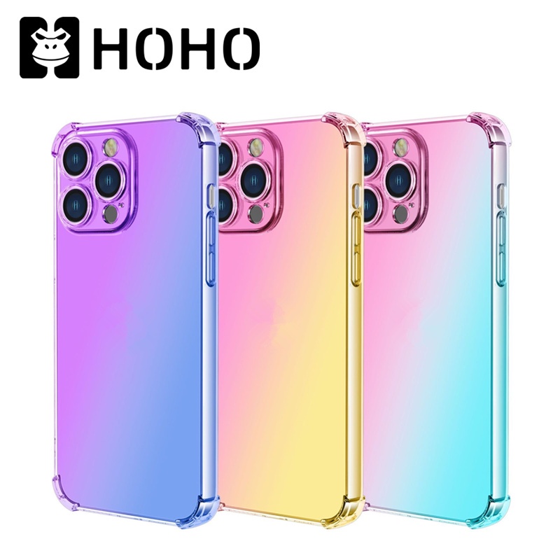 JM เคสใช้สำหรับไอโฟน เคสใสรุ้ง ใช้สำหรับ iPhone 13 14 Pro Max 13 Mini 14 Plus TPU Case เคสใสไอโฟน สายรุ้งไล่โทนสีนิ่ม
