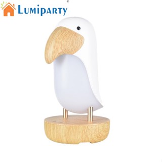 Lumiparty โคมไฟตั้งโต๊ะ Led รูปนก แบบไม้ ชาร์จ Usb หรี่แสงได้ พร้อมลําโพงบลูทูธ