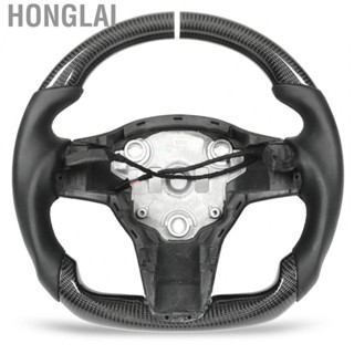 Honglai Car Steering Wheel  Perfect Fit Nappa Leather Sport Racing Steering Wheel Carbon Fiber  for Model 3 Y