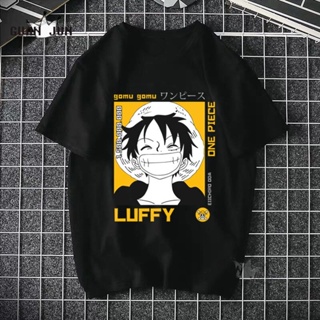 [S-5XL]เสื้อยืดโอเวอร์ไซส์【100% cotton】ONE PIECE Luffy Zoro Mens Tshirt Harajuku Cool  Black Short Sleeve T Shirt Japan