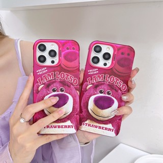 เคสโทรศัพท์มือถือ กันกระแทก ลายหมีสตรอเบอร์รี่ แฟชั่น สําหรับ iPhone 14Pro 13 12 11 Pro Max