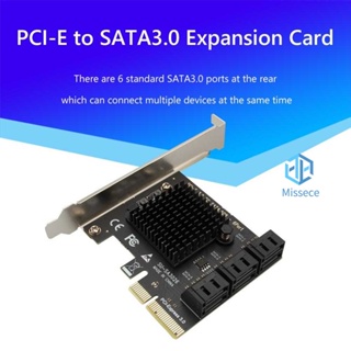 Au อะแดปเตอร์การ์ดขยาย 6 พอร์ต SATA III PCI E Express 3.0 X4 6Gbps [Missece.th]