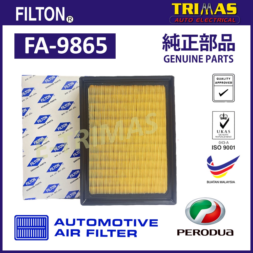 Filton กรองอากาศ Perodua Ativa 1.0 Turbo New Alza 1.5 Train Wind Air Filter FA-9865 17801-BZ110