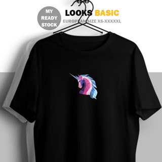 แฟชั่นคลาสสิก💯 Basic Tee Geometry Unicorn Ready Stock XS-5XL UNISEX Cotton Short Sleeve Loose T-shirt Men Women Korean