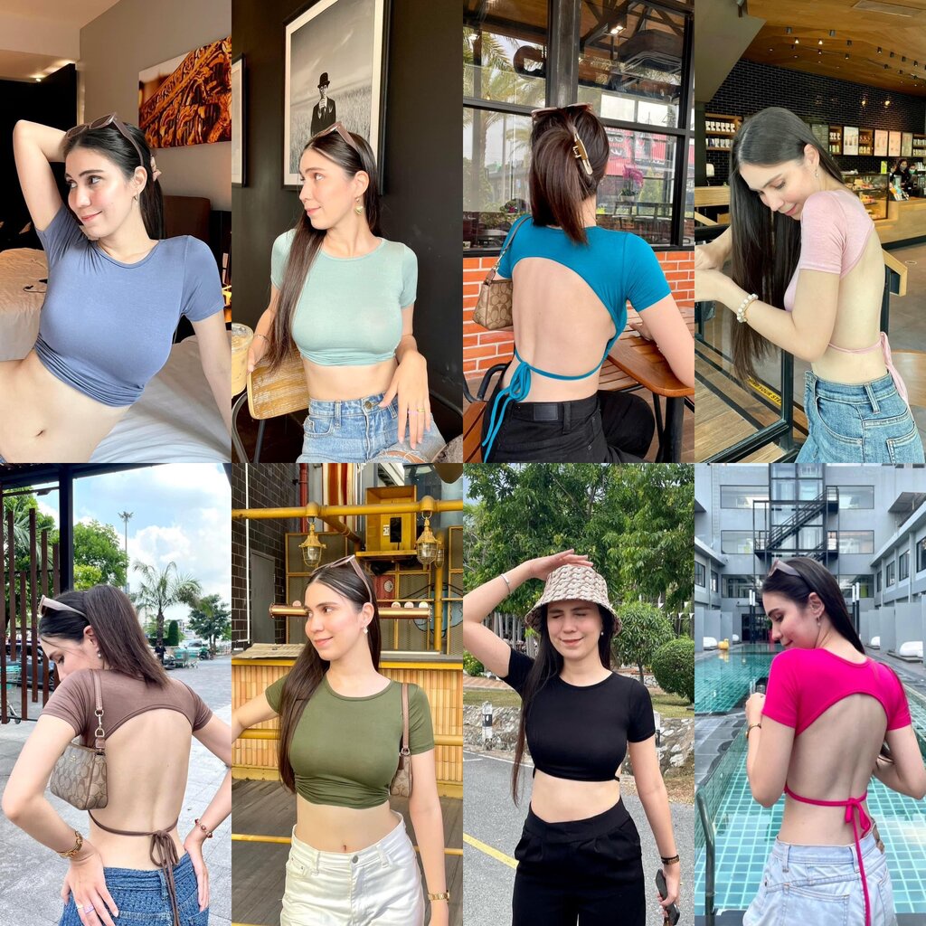 Talia Top เสื้อครอปเว้าหลัง ผูกเอวปรับได้