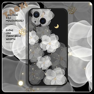 /xs เคสโทรศัพท์มือถือนิ่ม ลายดอกไม้ สีขาวดํา ไฮเอนด์ สําหรับ Iphone 13 12ProMax11 78 xr 56s O77T