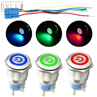 【ONCEMOREAGAIN】Metal Push Button Car Button Switch Lock Corrosion Resistance LED No Rust