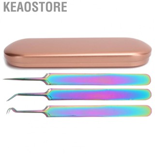 Keaostore 3pcs Stainless Steel Nail Art Tweezers Set Portable -Static Straight And