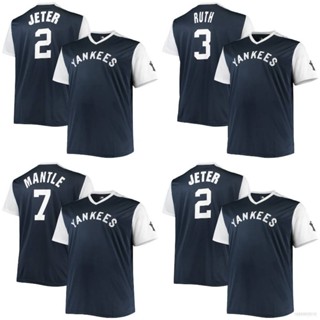 เสื้อคาร์ดิแกนเบสบอล ทรงหลวม พลัสไซซ์ ลาย New York Yankees Ruth Jeter Mantle Jersey