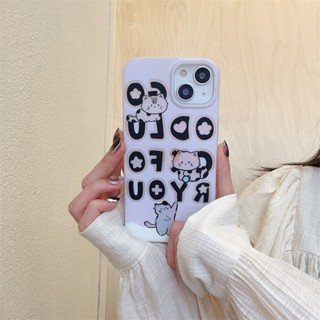 เคสมือถือ แบบนิ่ม ลายการ์ตูนแมว ตัวอักษร สองชั้น กันกระแทก สําหรับ Iphone 14 Pro Max Apple 13 12 11 14 Pro