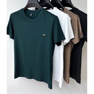 เสื้อยืดแขนสั้น คอกลม ผ้าเรยอน สีพื้น สําหรับผู้ชาย ไซซ์ M - 3XL
