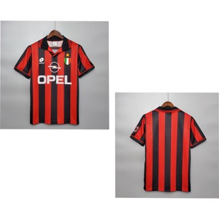 เสื้อกีฬาแขนสั้น ลายทีมชาติฟุตบอล Milan 96-97 ชุดเหย้า แบบแห้งเร็ว สไตล์เรโทร