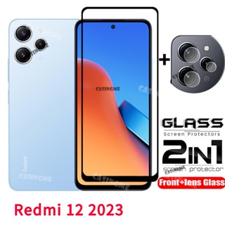 2in1 ฟิล์มกระจกนิรภัยกันรอยหน้าจอ แบบใส สําหรับ Redmi 12 2023 Redmi 12 Redmi12 12Redmi 2023 4G 5G