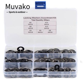 MUVAKO แหวนรอง แบบกดล็อค ความเร็วสูง สีดํา 260 ชิ้น