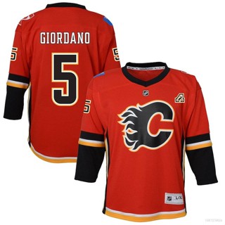 Hq1 NHL เสื้อกีฬาแขนยาว ลาย Calgary Flames Home Jersey Mark Giordano Hockey พลัสไซซ์ QH1