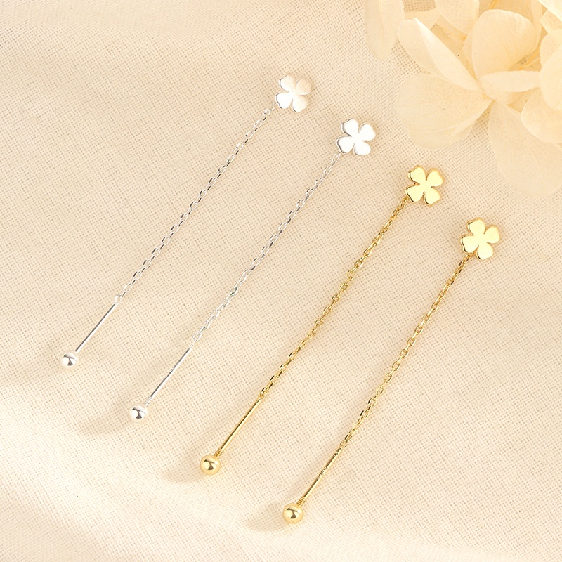 1 คู่ สนเข็ม ต่างหู โคลเวอร์ เกลียว ต่างหู สําหรับผู้หญิง Hikaw เงิน ยาว หยด ต่างหู สําหรับผู้หญิง แพ้ง่าย ชุดเครื่องประดับ ไม่ฉีกขาด