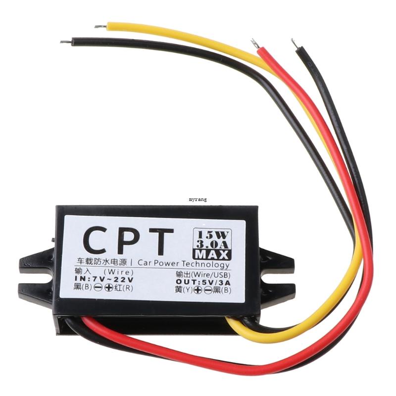 ตัวแปลงพาวเวอร์ซัพพลาย DC 12V เป็น 5V 3A 15W หน้าจอ LED สําหรับรถยนต์