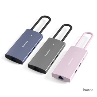 Iwo ฮับเชื่อมต่อ Type C 6 In 1 Type C USB3 0 PD3 0+Gigabit อีเธอร์เน็ตแปลง USB 2 0