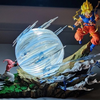 โมเดลฟิกเกอร์ รูปปั้น Dragon Ball Gk Son Goku VS Majin Buu ขนาด 22 ซม. มีไฟ Led เหมาะกับของขวัญวันเกิด ของเล่นสําหรับเด็ก และผู้ใหญ่