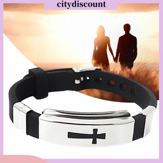 &lt;citydiscount&gt; สร้อยข้อมือกําไลข้อมือ สเตนเลส ลายไม้กางเขน เข้ากับทุกการแต่งกาย สําหรับงานปาร์ตี้