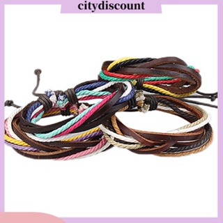 &lt;citydiscount&gt; สร้อยข้อมือ กําไลข้อมือ เชือกถัก หนังเทียม สไตล์พังก์ เครื่องประดับแฟชั่น Unisex