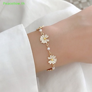 Peacellow สร้อยข้อมือ ประดับมุก รูปดอกเดซี่ สไตล์มินิมอล แฟชั่น สําหรับผู้หญิง