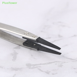 (Plusflower) แหนบสเตนเลส คาร์บอนไฟเบอร์ ป้องกันไฟฟ้าสถิตย์ ESD พร้อมปลายเปลี่ยน