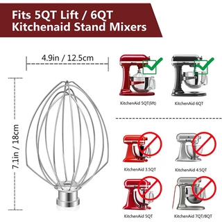 🔥ตะกร้อตีไข่ สเตนเลส 5QT และตะกร้อตีครีม 6QT แบบเปลี่ยน สําหรับเครื่องผสมอาหาร Kitchenaid