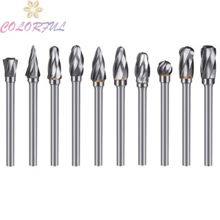 【COLORFUL】Milling Cutter 3mm Shank Burr Milling Cutter Coarse Teeth Rotary File 10Pcs/Set