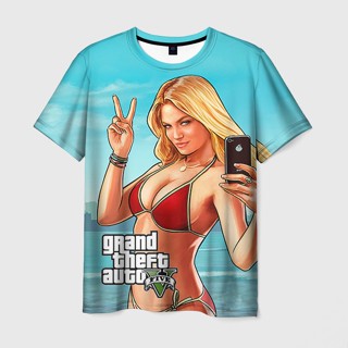 เสื้อยืด พิมพ์ลาย GTA 3 มิติ สําหรับผู้ชาย